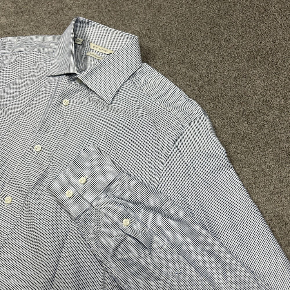 Suitsupply Dress Shirt Mens 15.5 39L Long Blue White Business Casual Egyptian